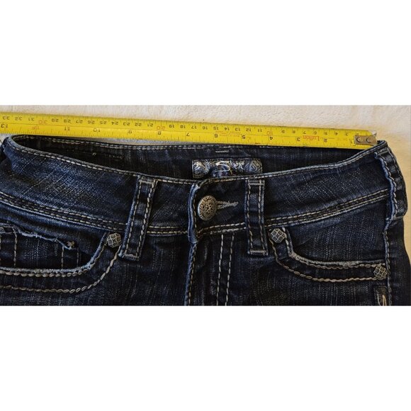 Silver Jeans Women 25W/L30 Suki Surplus Slim Bootcut Low Rise Dark Wash - Picture 11 of 14